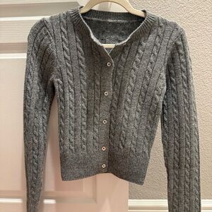 Gray Cable Knit Women's Sweater